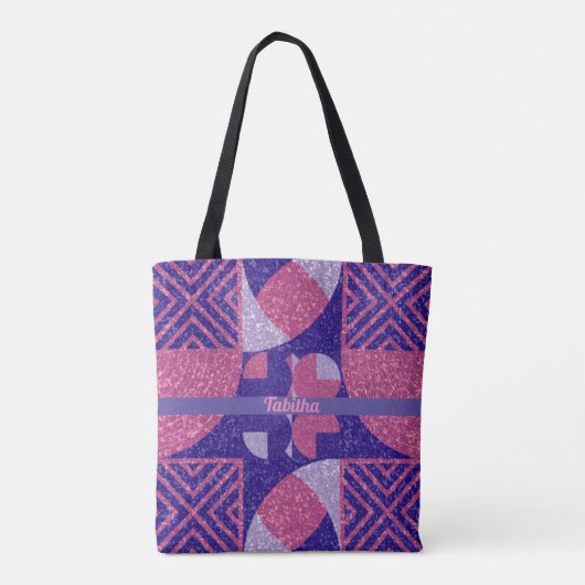 Glam Roze en Paarse geometrische Canvas tas (Achterkant)