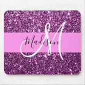 Glam Roze en Paarse Glitter Sparkles Monogram Muismat (Voorkant)