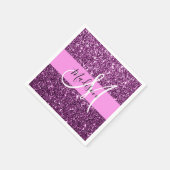 Glam Roze en Paarse Glitter Sparkles Monogram Servet (Hoek)