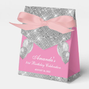 Glam Roze en Silver Favor Box Bedankdoosjes