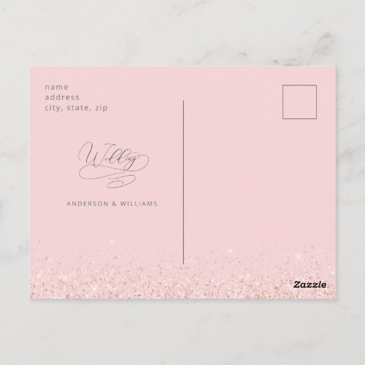 Glam Roze en Zilver Glitter Weddenschap Save the D Briefkaart (Achterkant)