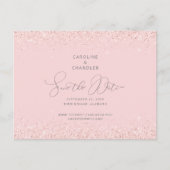 Glam Roze en Zilver Glitter Weddenschap Save the D Briefkaart (Voorkant)