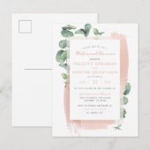 Glam Roze geborsteld Floral repesal Dinner Uitnodiging Briefkaart (Voorkant / Achterkant)