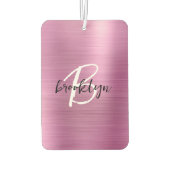 Glam roze geborsteld metaal zwart wit monogram luchtverfrisser (Achterkant)