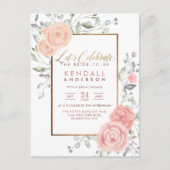 Glam roze geverfde bloemen Vrijgezellenfeest Uitnodiging Briefkaart (Voorkant)