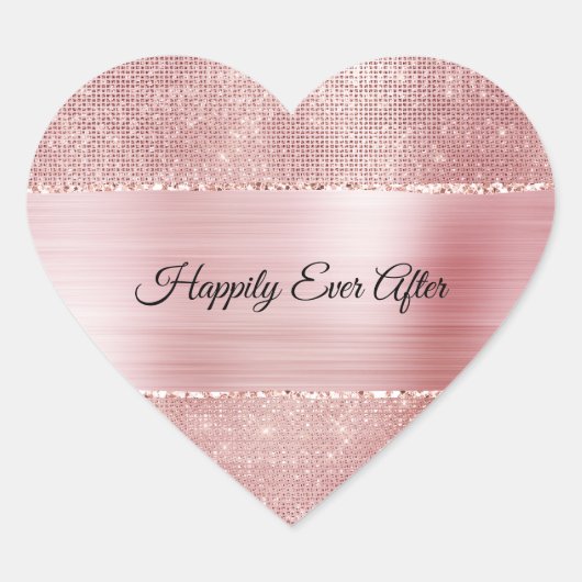 Glam Roze Glans Sparkel Hart Sticker (Voorkant)