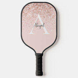 Glam Roze Glitter - Aangepaste naam en Initiaal Pickleball Paddle