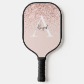 Glam Roze Glitter - Aangepaste naam en Initiaal Pickleball Paddle (Achterkant)
