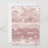 Glam Roze Glitter Bakstenen Bruiloftsfeest Kaart (Achterkant)