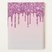 Glam Roze Glitter Drips Elegante Monogram Planner (Achterkant)