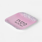 Glam Roze Glitter Hebreeuwse Passover Dinner Seder Papieren Bordje (Gebogen)