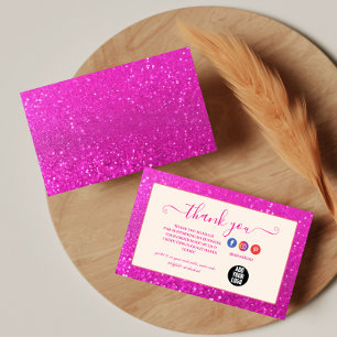 Glam Roze Glitter Minimaal Branding Bedankkaart