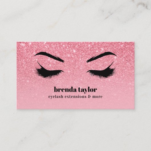 Glam roze glitter ombre Eyelash Browbar Makeup Visitekaartje (Voorkant)