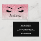 Glam roze glitter ombre Marble Eyelash Browbar Visitekaartje (Voorkant / Achterkant)