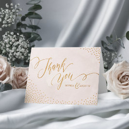 Glam roze glitter roze goud kalligrafie dank je bedankkaart