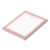 Glam Roze glitter Sparkle Border aanpassen Notitieblok (Linkerzijde)