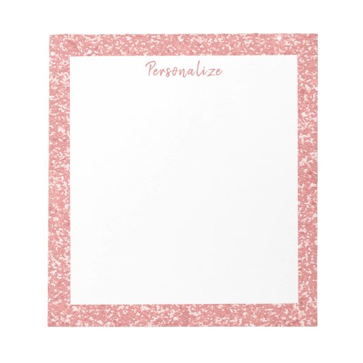 Glam Roze glitter Sparkle Border aanpassen Notitieblok (Voorkant)