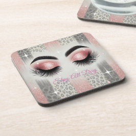 Glam Roze Glitter Wimpers Bier Onderzetter