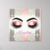 Glam Roze Glitter Wimpers Canvas Afdruk (Voorkant)