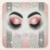 Glam Roze Glitter Wimpers Kartonnen Onderzetters (Voorkant)