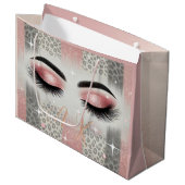 Glam Roze Glitter Wimpers Monogram  Groot Cadeauzakje (Voorkant Gekanteld)