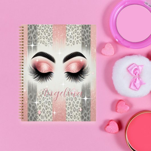 Glam Roze Glitter Wimpers Notitieboek
