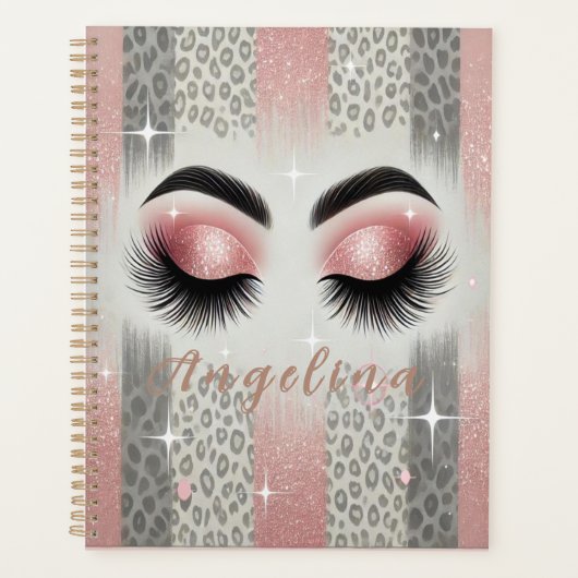 Glam Roze Glitter Wimpers Planner (Voorkant)