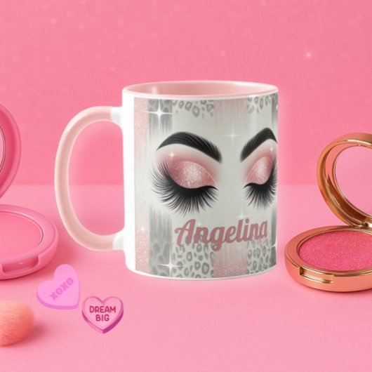 Glam Roze Glitter Wimpersmok Mok