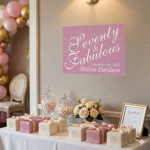 Glam Roze Glitter Zeventig en Fabulous Verjaardag Perfect Poster