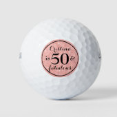 Glam Roze Glitter Zwart Gepersonaliseerde 50 & Fab Golfballen (Voorkant)