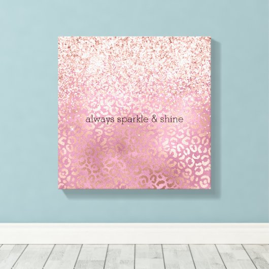 Glam Roze Glitzy Glitter Leopard Print (Insitu (Houten vloer))