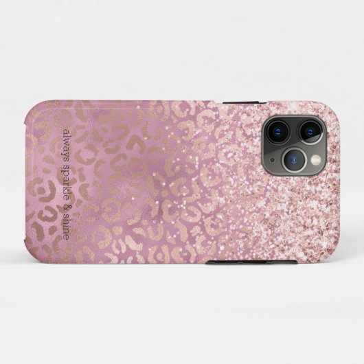 Glam Roze Glitzy Glitter Leopard Print Case-Mate iPhone Case (Achterkant (horizontaal))
