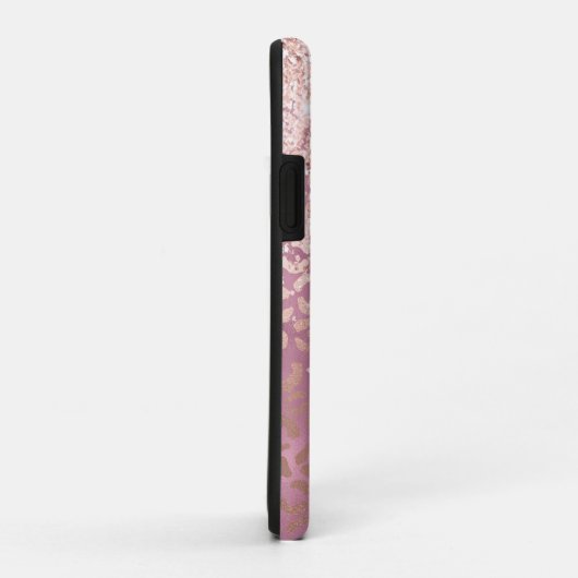 Glam Roze Glitzy Glitter Leopard Print Case-Mate iPhone Case (Achterkant/rechts)