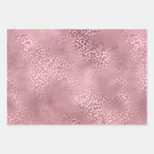 Glam Roze Glitzy Glitter Leopard Print Inpakpapier Vel (Voorkant 2)