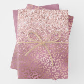 Glam Roze Glitzy Glitter Leopard Print Inpakpapier Vel (In situ)
