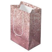 Glam Roze Glitzy Glitter Leopard Print Medium Cadeauzakje (Voorkant Gekanteld)