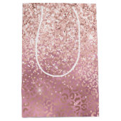 Glam Roze Glitzy Glitter Leopard Print Medium Cadeauzakje (Voorkant)