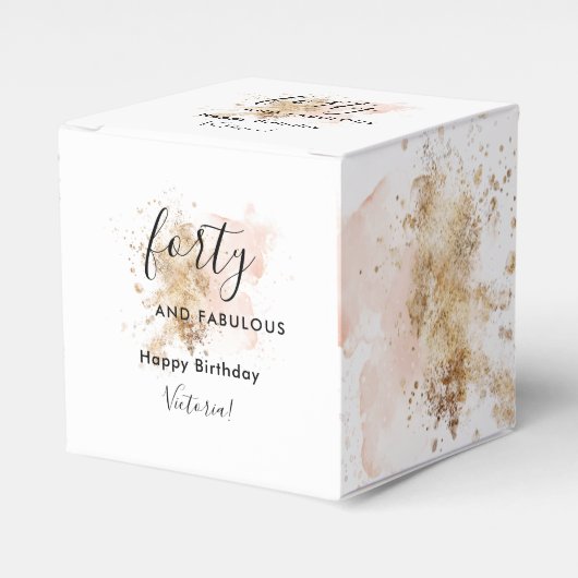 Glam roze goud 40 en verbluffend 40e verjaardag bedankdoosjes (Voorkant Zijde)