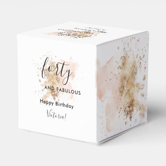 Glam roze goud 40 en verbluffend 40e verjaardag bedankdoosjes (Achterkant)