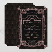 Glam Roze Goud Art Deco Gatsby Jaren 20 Trouwen Kaart (Voorkant / Achterkant)