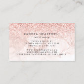 Glam Roze Goud Blush Marmer Glitter Script Visitekaartje (Achterkant)