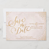 Glam roze goud calligrafie save the date (Voorkant)