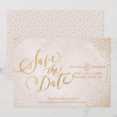 Glam roze goud calligrafie save the date (Voorkant / Achterkant)