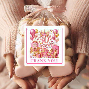 Glam Roze Goud Confetti 30th Verjaardag Stickers