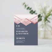 Glam Roze Goud DECO Trouw Uitnodiging Modern Chic (Staand voorkant)