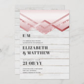 Glam Roze Goud DECO Trouw Uitnodiging Modern Chic (Voorkant / Achterkant)