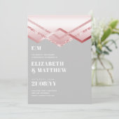 Glam Roze Goud DECO Trouw Uitnodiging Modern Chic (Staand voorkant)