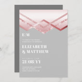 Glam Roze Goud DECO Trouw Uitnodiging Modern Chic (Voorkant / Achterkant)