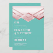 Glam Roze Goud DECO Trouw Uitnodiging Modern Chic (Voorkant / Achterkant)