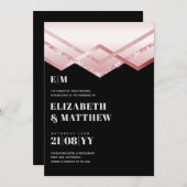 Glam Roze Goud DECO Trouw Uitnodiging Modern Chic (Voorkant / Achterkant)